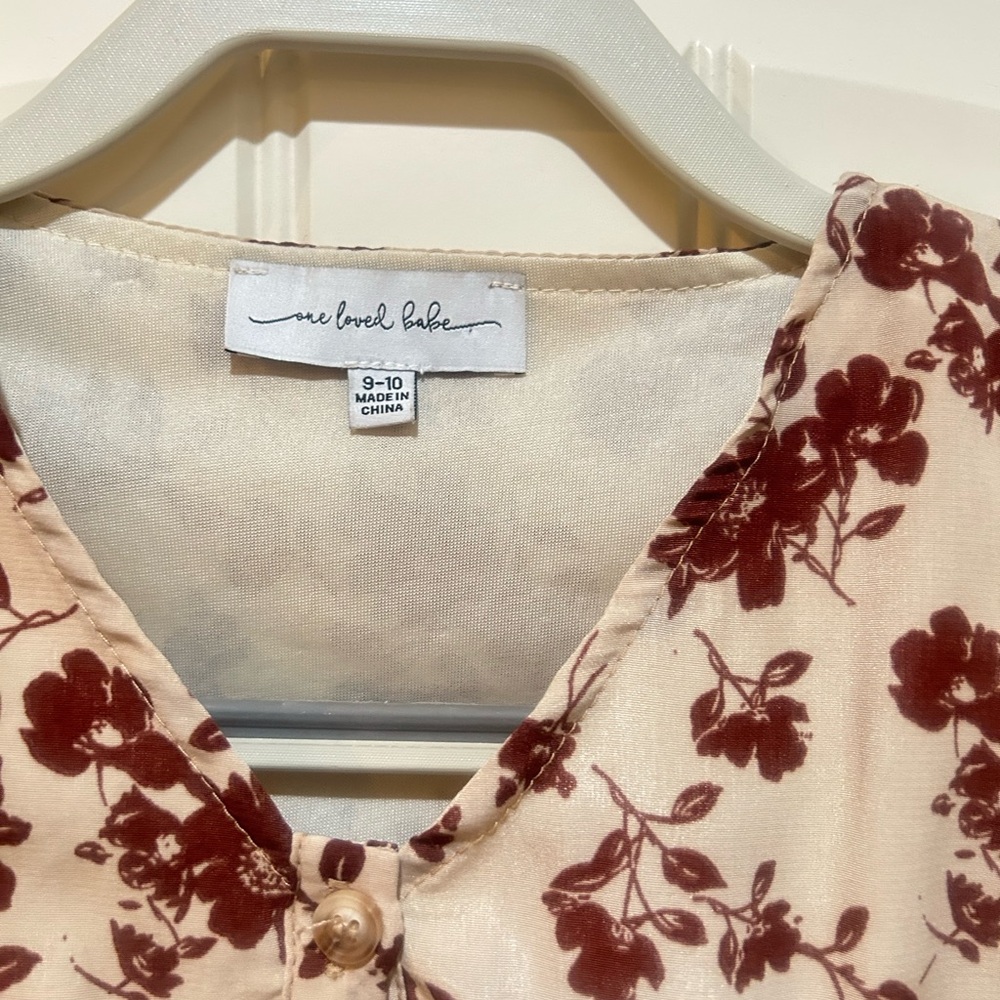 Cream and Red Floral Blouse